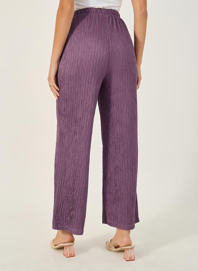 ستايلي بنطلون واسع بخصر متوسط وخصر مطاطي بنقوش بارزة - Image 5