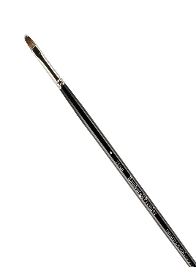 Creative Mark Hamburg Premiere Professional Oil Painting Brushes - Filbert #6 Oil Paint Brush - Handmade in Germany, Natural & Synthetic Hair Blend, Long Triple-Lacquered Birch Handle - Image 1