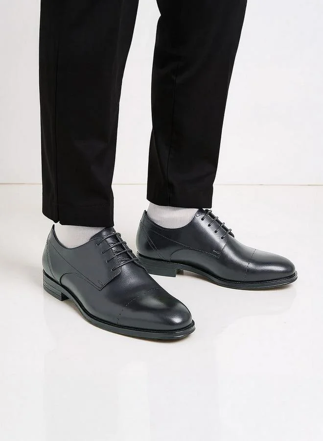 DUCHINI Men'S Leather Solid Lace-Up Derby Shoes