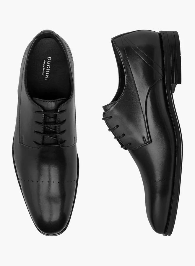 DUCHINI Men'S Leather Solid Lace-Up Derby Shoes