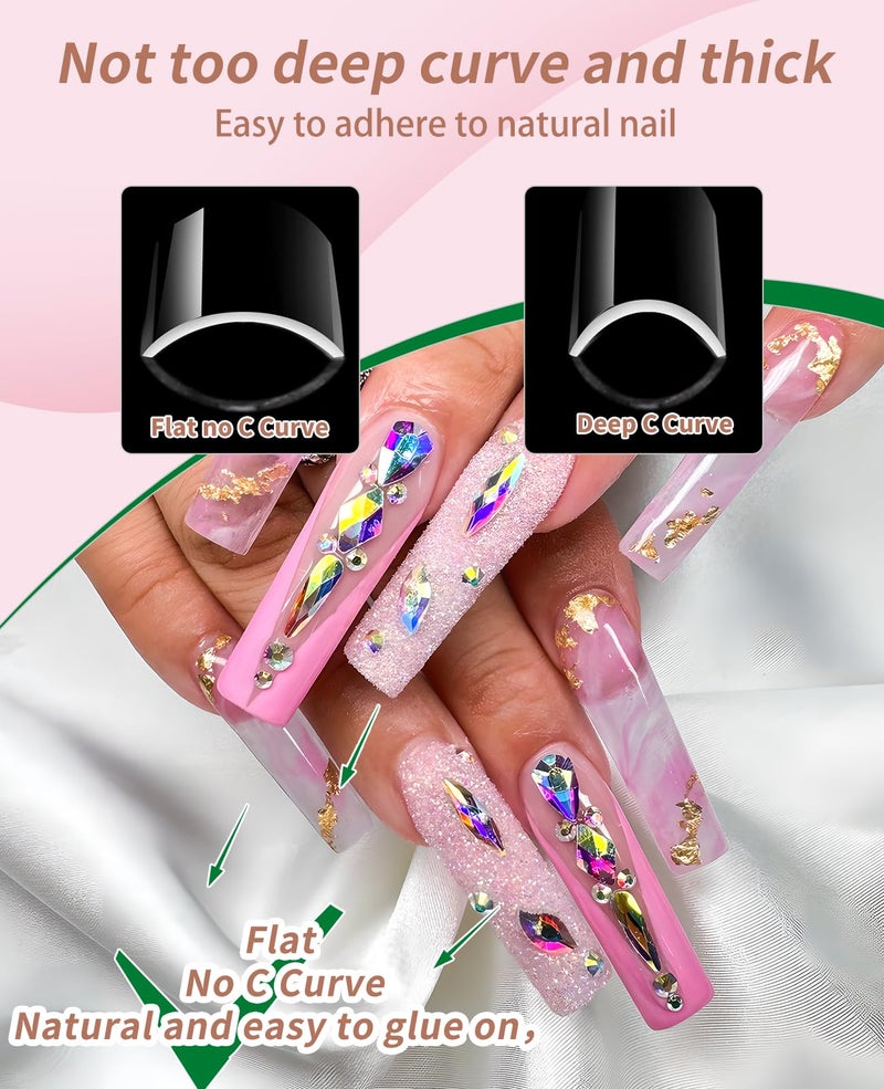 Cycullinyt 240Pcs Square Nail Tips, Long Square Soft Gel x Nail Tips, 12 Sizes Full Cover Acrylic False Nail Tips, for Beginner and Professional Home Salon Diy - Image 4