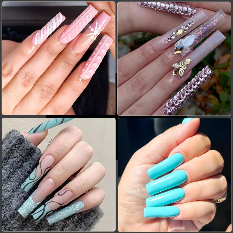 Cycullinyt 240Pcs Square Nail Tips, Long Square Soft Gel x Nail Tips, 12 Sizes Full Cover Acrylic False Nail Tips, for Beginner and Professional Home Salon Diy - Image 2