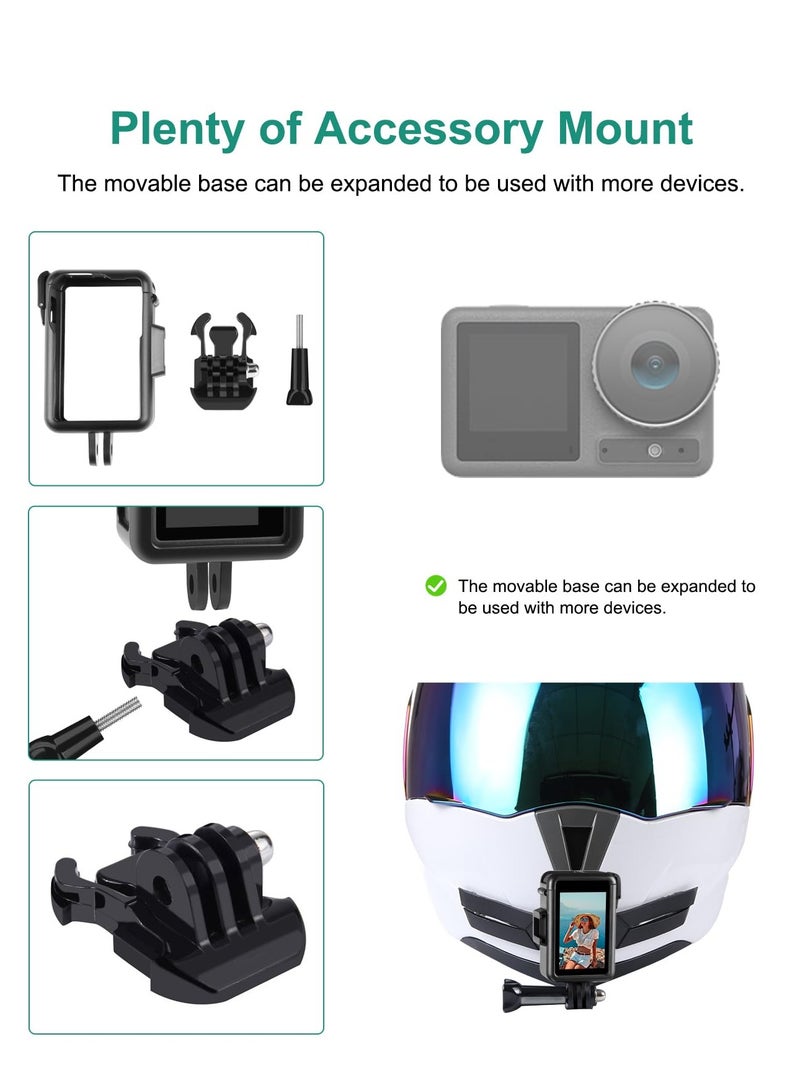 SYOSI Camera Frame Heat Dissipation Bracket Protective Frame for DJI Action 4/3 Camera Plastic Border Vlogging Cage with Movable Base and Short Screw for Video Light Microphone Quick Release Lock - Image 4