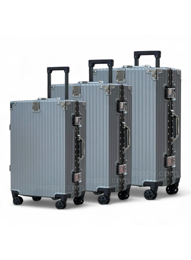ZAAPPY Prosp 20/24/28 Inch Lightweight Aluminum Frame Unbreakable Fashion Travel Trolley Luggage 3Pcs Set, Polycarbonate Hard Shell Suitcase with 4 Quiet 360° Double Spinner Wheels - Image 1