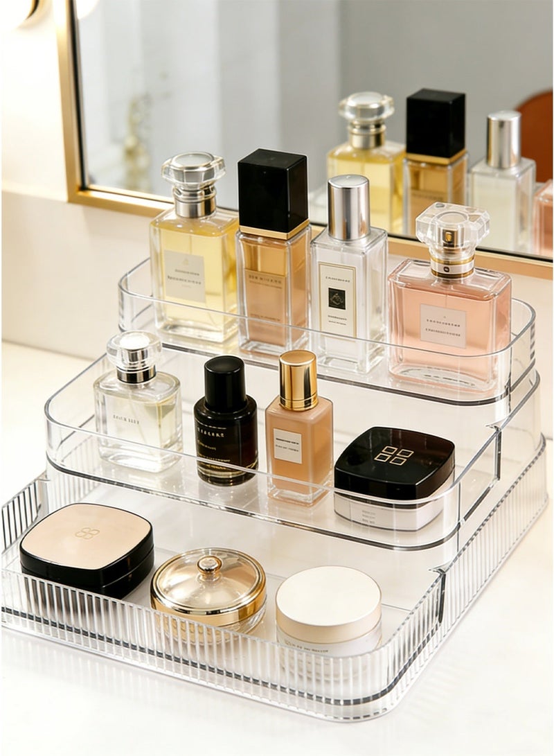 Perfume Organizer, 3-Tier Clear Acrylic Perfume and Cosmetic Display Stand, Vanity Organizer for Perfume Bottles, Skincare and Makeup - Image 1