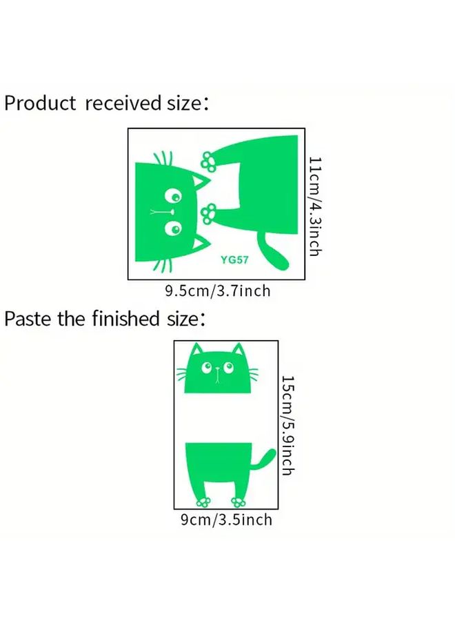 Glow In The Dark Cute Cat Switch Sticker Blue Light Self Adhesive Wall Decal - Image 2