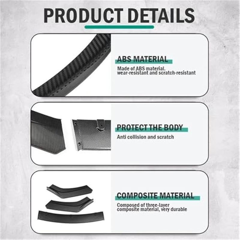 QASULER Front Bumper Splitter Lip for Peugeot - Image 2