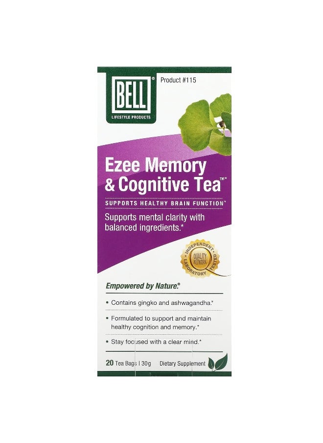Bell Lifestyle Bell Lifestyle, Ezee Memory & Cognitive Tea, 20 Tea Bags (30 g)  - Image 1