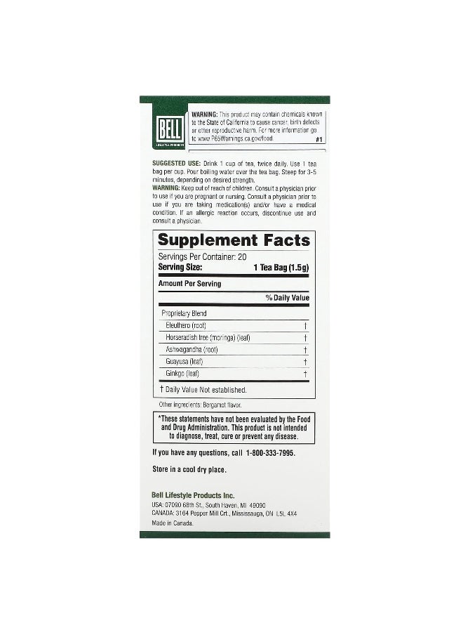 Bell Lifestyle Bell Lifestyle, Ezee Memory & Cognitive Tea, 20 Tea Bags (30 g)  - Image 2