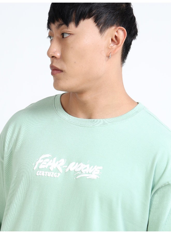 QUCO Green Oversized Printed T-Shirt for Men - Image 2
