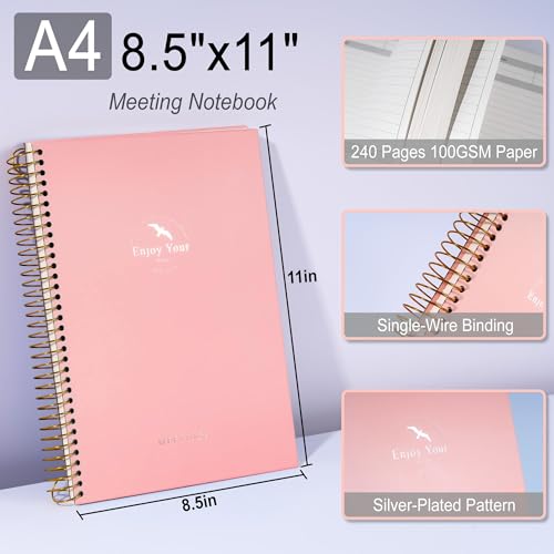 FLYING EAGLE Meeting Notebook for Work with Action Items 240 pages Meeting Planner Organizer for Office Meeting Agenda Book Spiral Meeting Notes Notebook for Women Men, A4 Pink - Image 5