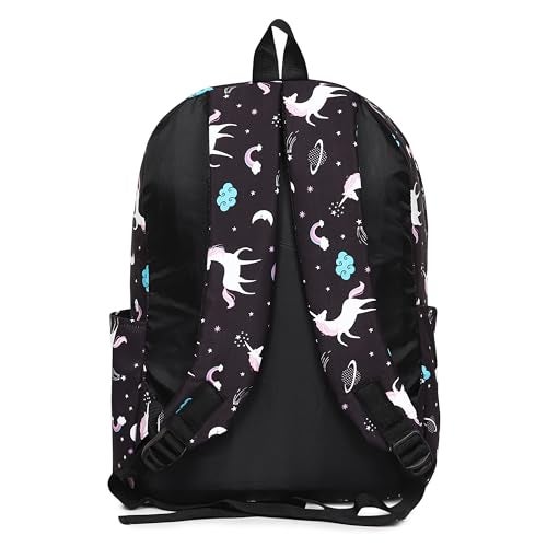 MELVIS 20L Backpack School Bag For Travel With Bottle Compartment | Trendy Water Resistant High Storage Bag For Men & Women | Boys & Girls Laptop Printed Backpack For College Gift (Black Unicorn) - Image 4