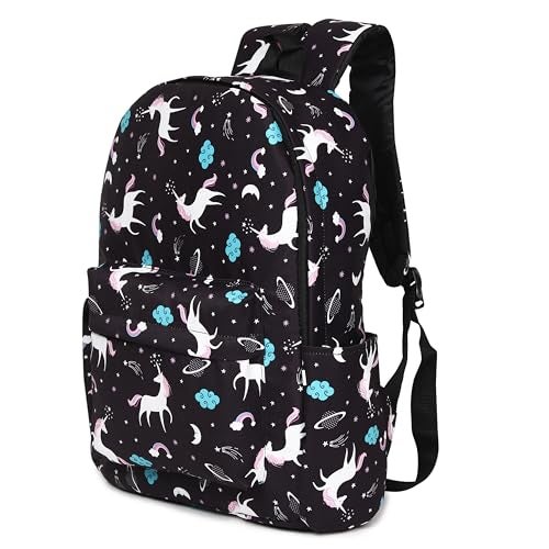 MELVIS 20L Backpack School Bag For Travel With Bottle Compartment | Trendy Water Resistant High Storage Bag For Men & Women | Boys & Girls Laptop Printed Backpack For College Gift (Black Unicorn) - Image 2