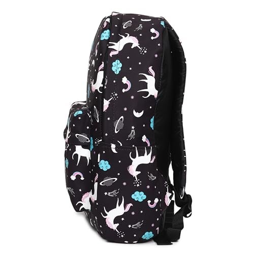MELVIS 20L Backpack School Bag For Travel With Bottle Compartment | Trendy Water Resistant High Storage Bag For Men & Women | Boys & Girls Laptop Printed Backpack For College Gift (Black Unicorn) - Image 3