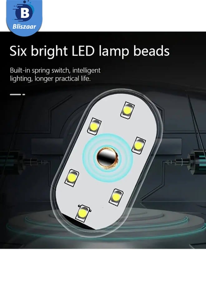 مصابيح LED لاسلكية للديكور الداخلي للسيارة - مصباح سقف قابل للشحن عن طريق USB، مصباح يدوي للقراءة اليدوية ومصباح باب للإضاءة الليلية