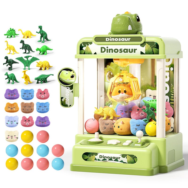 STACTCUTE 32PCS Dinosaur Claw Machine for Kids Mini Vending Machine with Music Adjustable Volume Electronic Arcade Game Prize Dispenser for Birthday Toys Gifts Age 3 Small - Image 3
