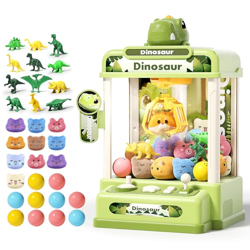 STACTCUTE 32PCS Dinosaur Claw Machine for Kids Mini Vending Machine with Music Adjustable Volume Electronic Arcade Game Prize Dispenser for Birthday Toys Gifts Age 3 Small - Image 1