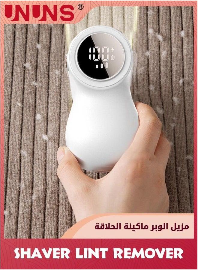 UNUNS Fabric Shaver,Rechargeable Lint Remover Sweater Defuzzer,Intelligent Digital Display Lints Shaver Fuzzs Pills Bobbles Trimmer For Clothes And Furniture White - Image 3