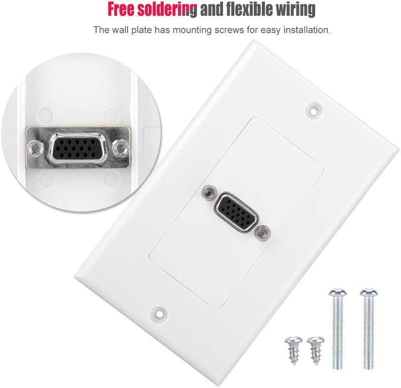 Acouto VGA Female Wall Socket Mount Panel Adapter | ABS Material for Easy Connection - Image 4