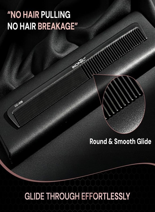 IKONIC CARBON COMB - CC-009 BLACK with Ionic Coating for Static free Styling, evenly spread out teeth and a straight top hold for easy switches between thin and regular sections of hair - Image 5