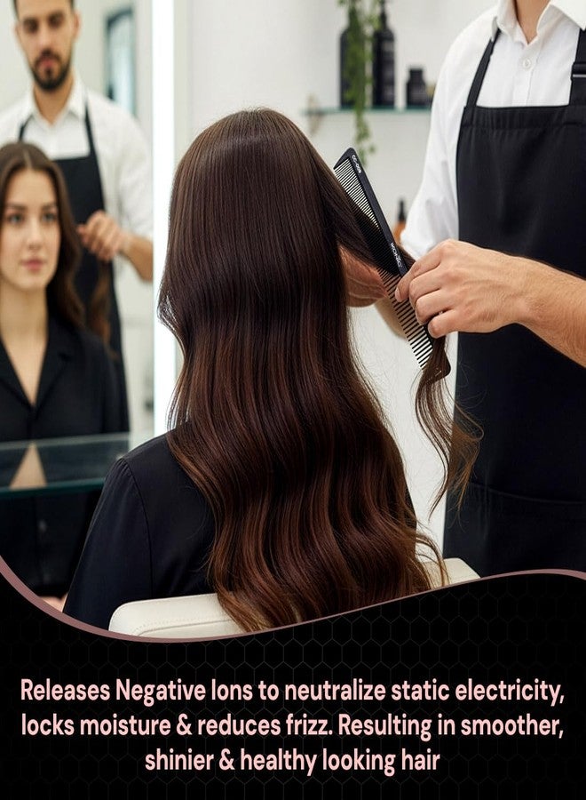 IKONIC CARBON COMB - CC-009 BLACK with Ionic Coating for Static free Styling, evenly spread out teeth and a straight top hold for easy switches between thin and regular sections of hair - Image 3