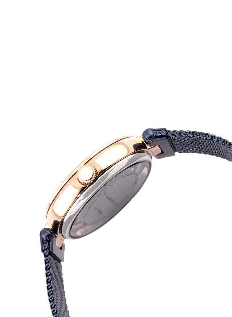 French Connection ساعة نسائية أنالوج كوارتز بمينا زرقاء من الفولاذ المقاوم للصدأ - Image 3