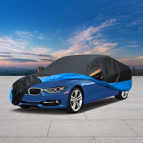 FSGRICH Car Cover Waterproof All Weather Outdoor Windproof Dustproof UV Protection Fit Sedan Honda Civic,Audi A6，BMW 5 Series，Ford Focus,Nissan Leaf - Image 4