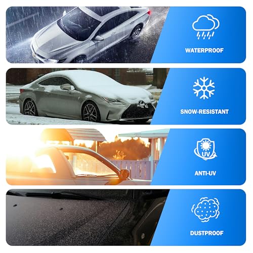 FSGRICH Car Cover Waterproof All Weather Outdoor Windproof Dustproof UV Protection Fit Sedan Honda Civic,Audi A6，BMW 5 Series，Ford Focus,Nissan Leaf - Image 3