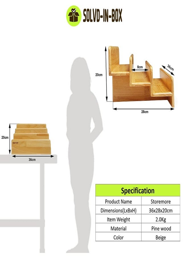 SOLVD-IN-BOX 3 Shelf Spice Bottle Stand, Wooden 3 Tier Kitchen Container Storage Rack, Counter Top Masala Organizer Stand, 2 Tier Storage Shelf for Kitchen Cupboard Cabinet & Pantry Use - Image 4