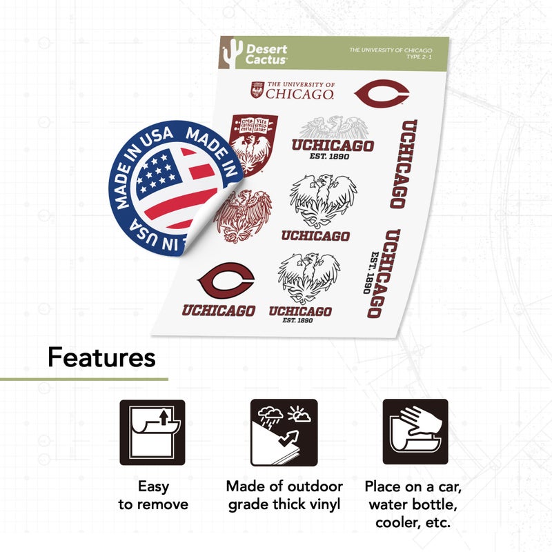 Desert Cactus The University of Chicago Sticker UChicago Maroons Sticker Vinyl Decals Laptop Water Bottle Car Scrapbook Sheet T2 (Type 2) - Image 4