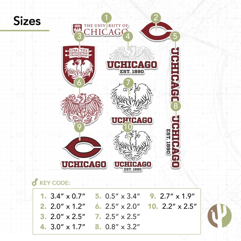 Desert Cactus The University of Chicago Sticker UChicago Maroons Sticker Vinyl Decals Laptop Water Bottle Car Scrapbook Sheet T2 (Type 2) - Image 3