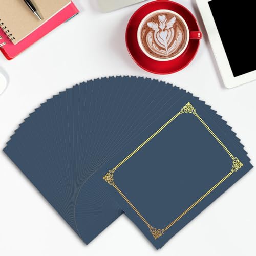AKONEGE 30 Packs Certificate Holders, Navy Blue Diploma Holders, 350gsm, Certificate Covers with Gold Foil Border for Letter Size 8.5 x 11 Certificates, Cardstock, Award, Graduation, Document Papers - Image 5