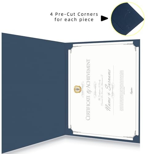 AKONEGE 30 Packs Certificate Holders, Navy Blue Diploma Holders, 350gsm, Certificate Covers with Gold Foil Border for Letter Size 8.5 x 11 Certificates, Cardstock, Award, Graduation, Document Papers - Image 4
