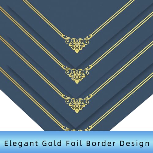 AKONEGE 30 Packs Certificate Holders, Navy Blue Diploma Holders, 350gsm, Certificate Covers with Gold Foil Border for Letter Size 8.5 x 11 Certificates, Cardstock, Award, Graduation, Document Papers - Image 3