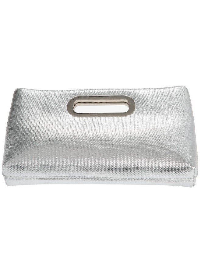 JNB Crushed Metallic Top Handle Clutch Silver - Image 3