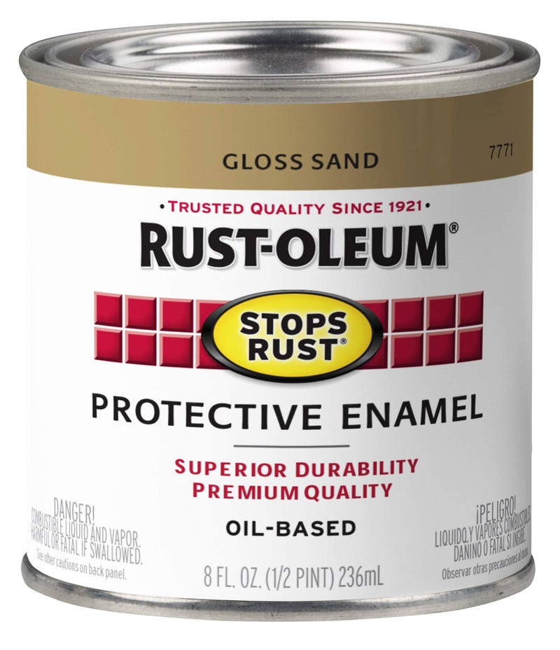 Rust-Oleum 7771730 Stops Rust Brush On Paint, Half Pint, Gloss Sand (Pack of 1) - Image 1