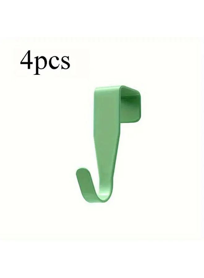 4 قطع خطافات أبواب معدنية خضراء سهلة التركيب بدون أدوات مقاومة للصدأ توفير للمساحة - Image 1