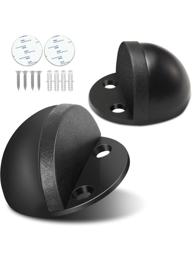 Emerald موقف باب، موقف باب أرضي لأسفل الباب مطاط أسود واقي بدون حفر، 2 عبوة - Image 1