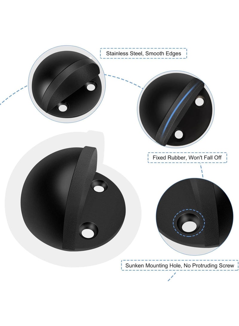 Emerald موقف باب، موقف باب أرضي لأسفل الباب مطاط أسود واقي بدون حفر، 2 عبوة - Image 2