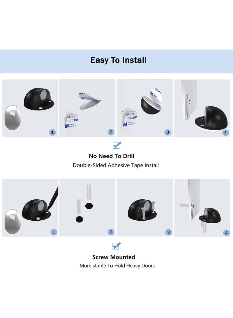 Emerald موقف باب، موقف باب أرضي لأسفل الباب مطاط أسود واقي بدون حفر، 2 عبوة - Image 3