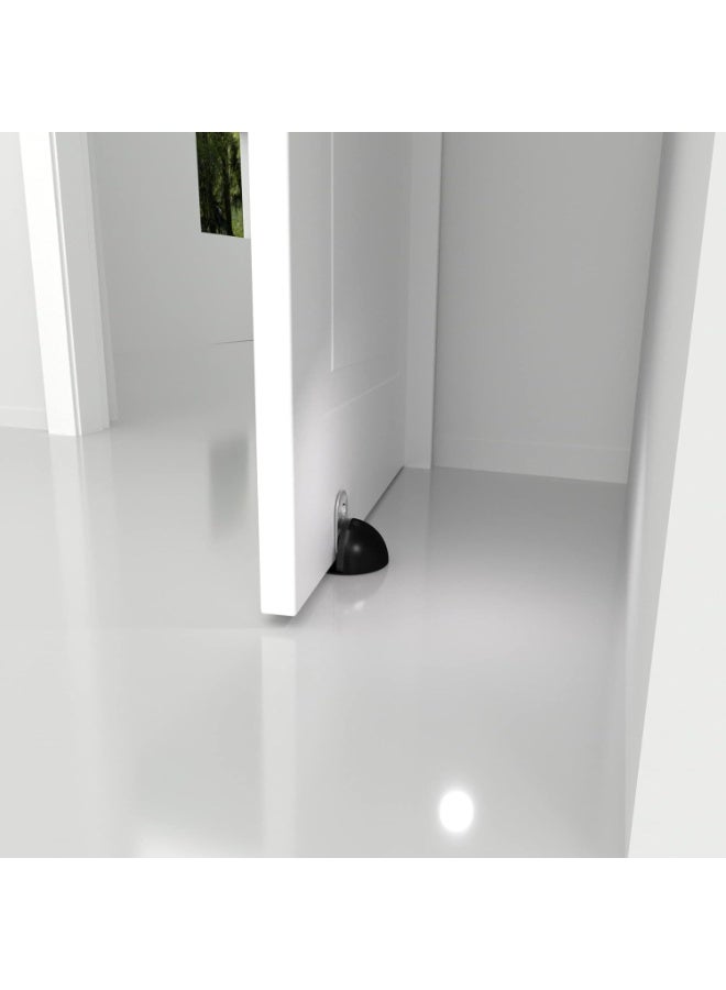 Emerald موقف باب، موقف باب أرضي لأسفل الباب مطاط أسود واقي بدون حفر، 2 عبوة - Image 4