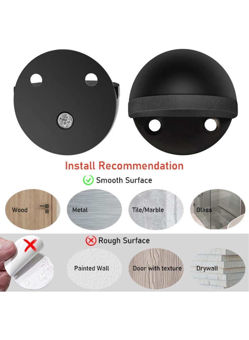 Emerald موقف باب، موقف باب أرضي لأسفل الباب مطاط أسود واقي بدون حفر، 2 عبوة - Image 5