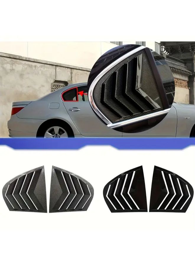 مظلات جانبية سوداء لامعة لنوافذ السيارة من أجل بي إم دبليو الفئة الخامسة E60 2004-2010، مظلة للنافذة الخلفية المثلثة وجناح خلفي - Image 3