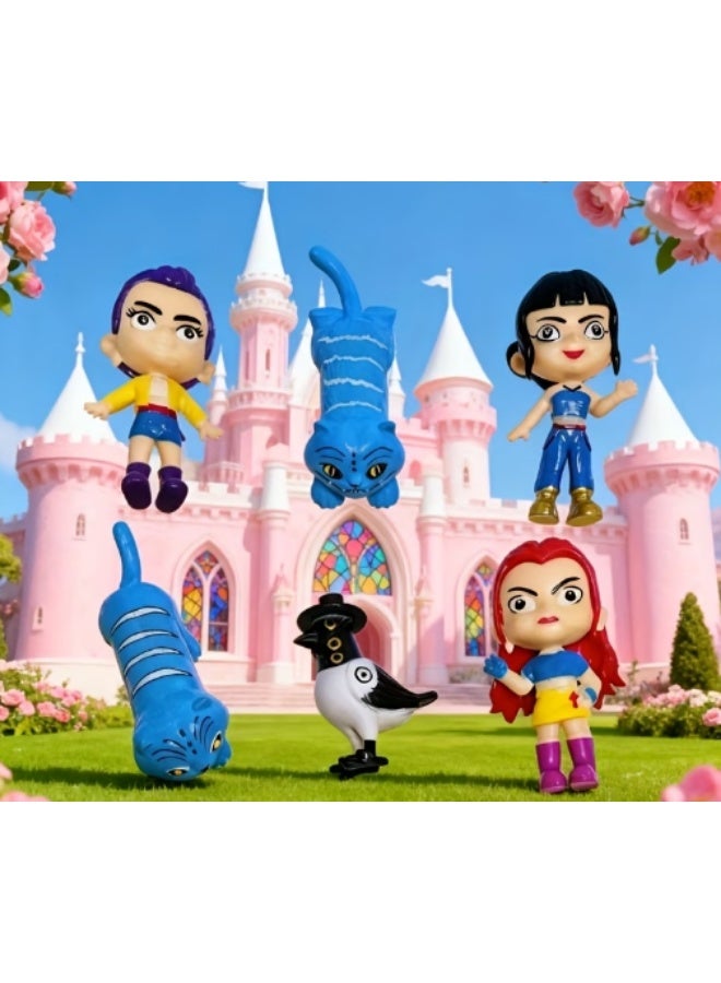 KPOP 6 PcsKPOP HUNTRIX MIRA, RUMI, ZOEY, DerpyTIGER & Sussie Collectible Figures Set – Detailed K-Pop Idol Character Statues for Home, Desk & Car Decor – Cute Fans Gift for Birthdays - Image 3