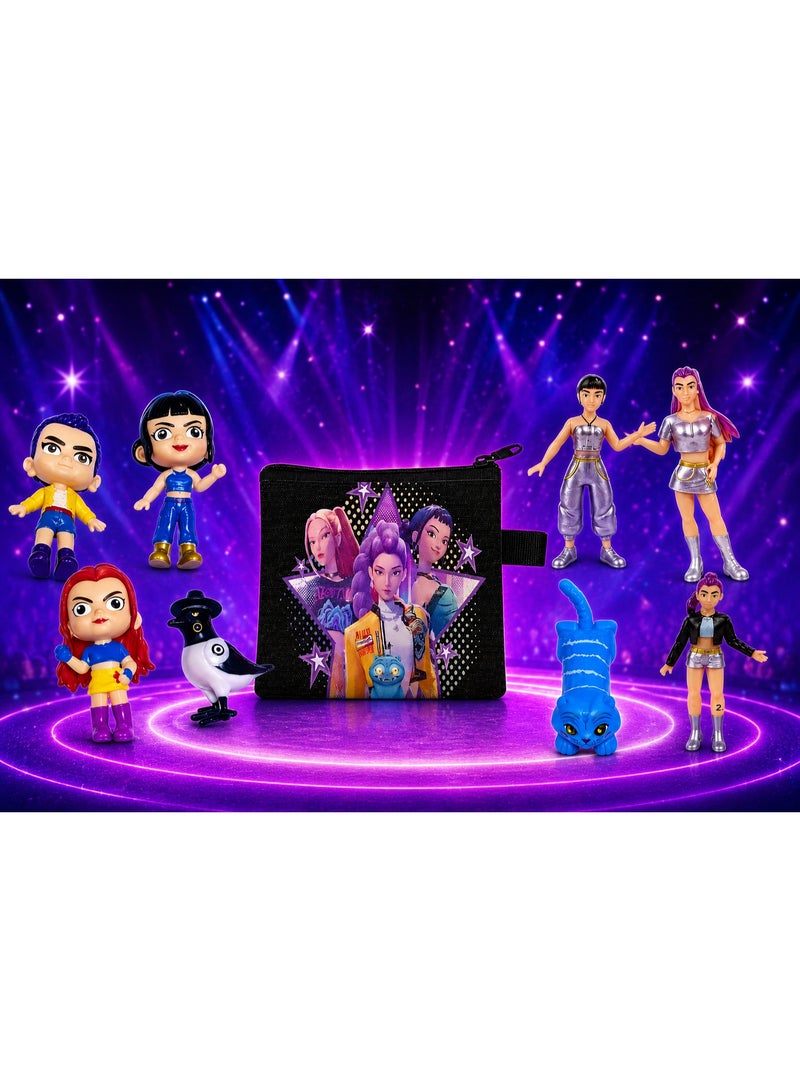 KPOP HUNTRIX Toys MIRA, RUMI, ZOEY, DerpyTIGER & Sussie Collectible Figures Set With free KPOP Purse  – Detailed K-Pop Idol Character Statues for Home, Desk & Car Decor with free KPOP Case – Cute Fans Gift for Birthdays - Image 1