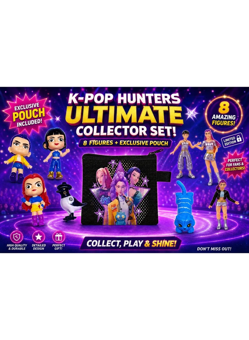 KPOP HUNTRIX Toys MIRA, RUMI, ZOEY, DerpyTIGER & Sussie Collectible Figures Set With free KPOP Purse  – Detailed K-Pop Idol Character Statues for Home, Desk & Car Decor with free KPOP Case – Cute Fans Gift for Birthdays - Image 2