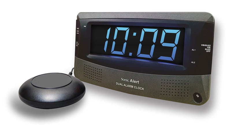 Sonic Alert Dual Extra Loud Alarm Clock with Bed Shaker  Sonic Boom Vibrating Alarm Clock for Heavy Sleepers Battery Backup  Wake with a Shake