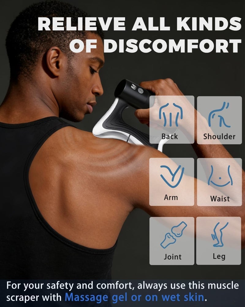 Bluejw Electric Muscle Scraper Tool with Vibration,Massage& Heat, Portable Gua Sha Massager for Full Body Muscle Recovery, Relaxation, and Pain Relief (Black) - Image 5