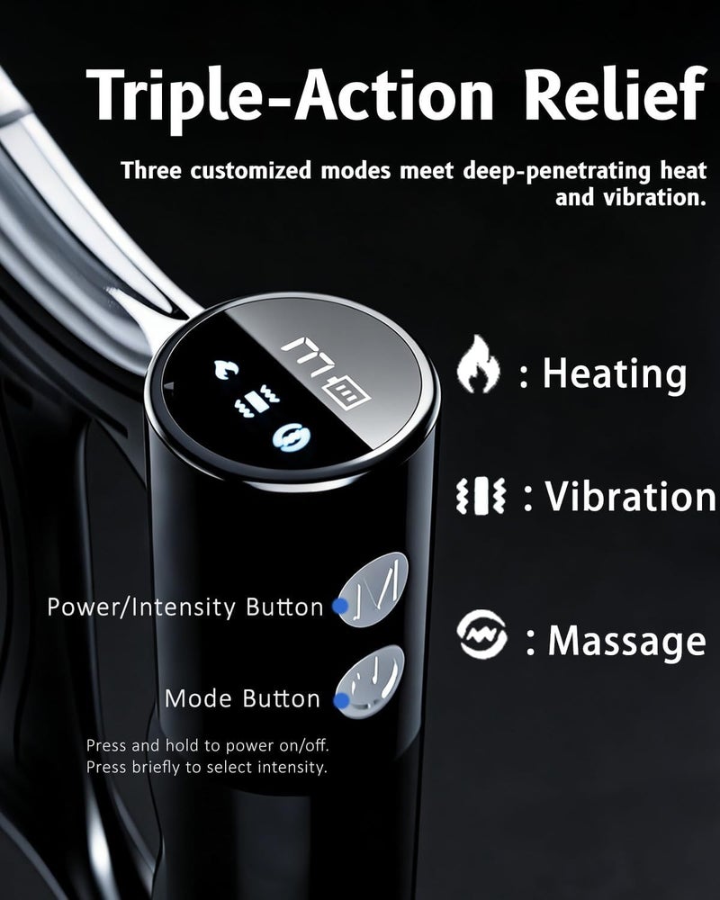 Bluejw Electric Muscle Scraper Tool with Vibration,Massage& Heat, Portable Gua Sha Massager for Full Body Muscle Recovery, Relaxation, and Pain Relief (Black) - Image 3