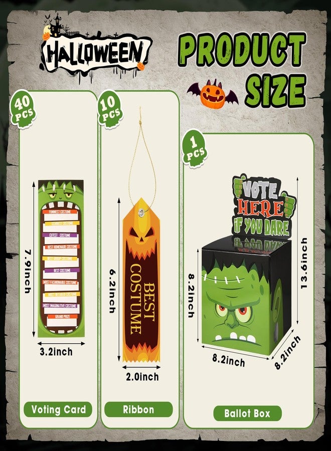 Seenelling مجموعة أوراق اقتراع مسابقة أزياء حفلة الهالوين من سينيلينج، 51 قطعة، تتضمن صندوق اقتراع مسابقة أزياء الهالوين، و40 ورقة اقتراع، و10 أشرطة جوائز لحفلة الكوسبلاي (الوحوش). - Image 2